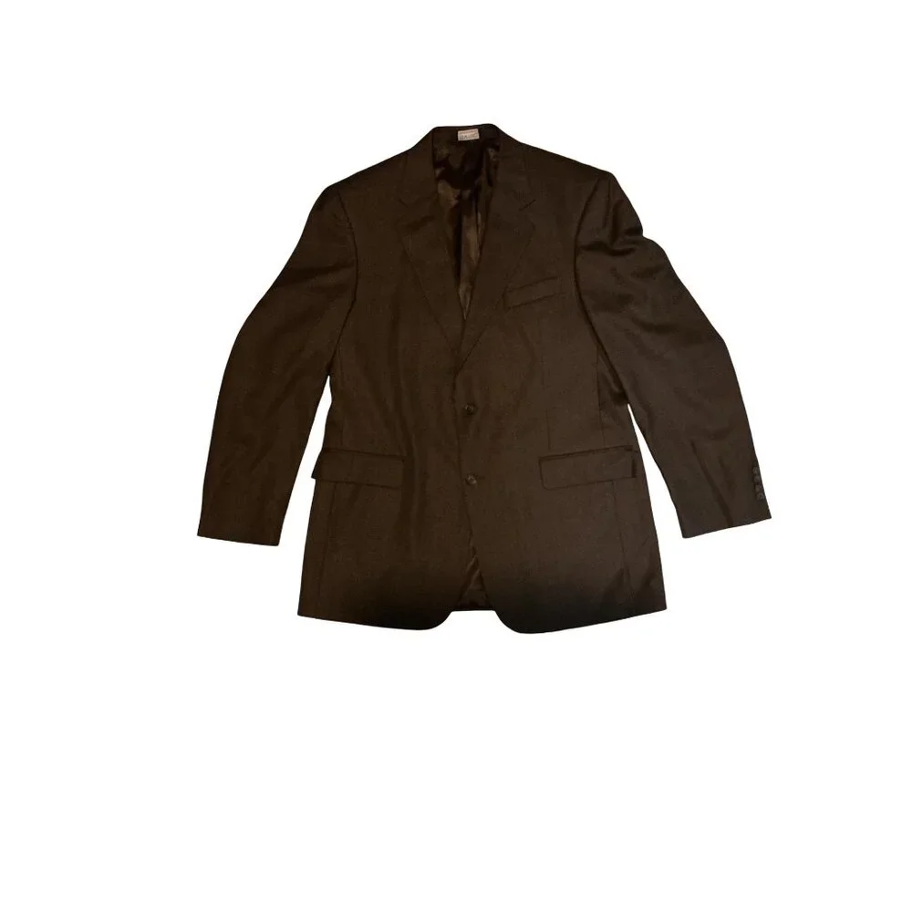 Stafford Mens Charcoal Gray 2-Button Wool Blend Suit Jacket 44L‎ Made In Mexico